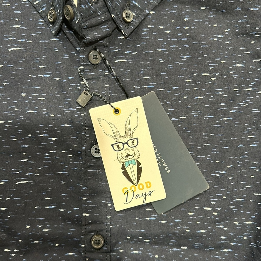 NWT Boys Denim & Flower Polo Button Up - Picture 5 of 7